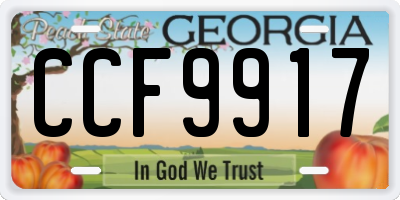 GA license plate CCF9917