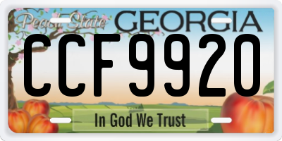 GA license plate CCF9920