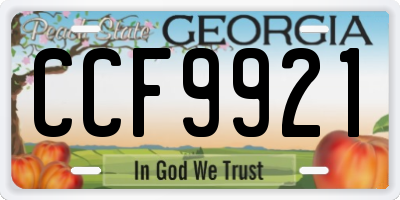 GA license plate CCF9921
