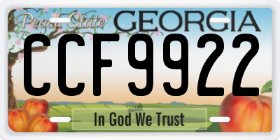 GA license plate CCF9922