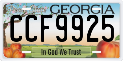 GA license plate CCF9925