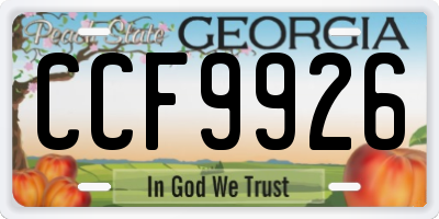 GA license plate CCF9926