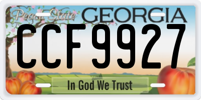 GA license plate CCF9927