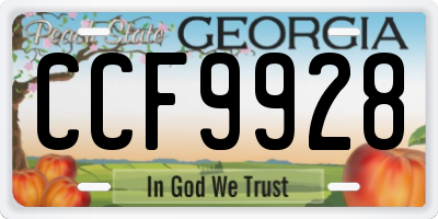 GA license plate CCF9928