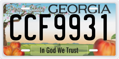 GA license plate CCF9931