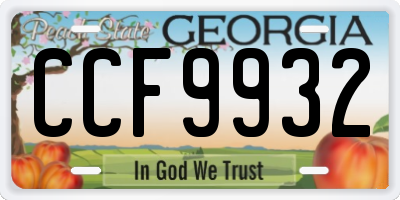 GA license plate CCF9932