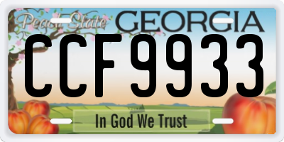 GA license plate CCF9933