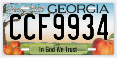 GA license plate CCF9934