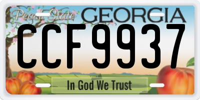 GA license plate CCF9937