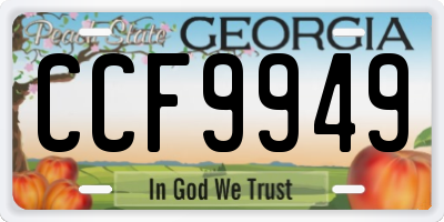 GA license plate CCF9949