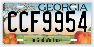 GA license plate CCF9954