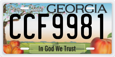 GA license plate CCF9981