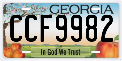 GA license plate CCF9982