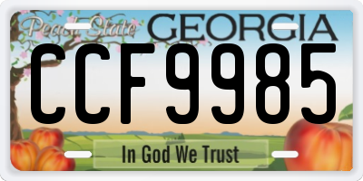 GA license plate CCF9985