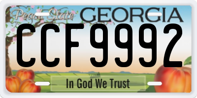 GA license plate CCF9992