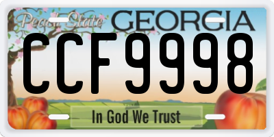 GA license plate CCF9998