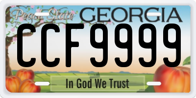 GA license plate CCF9999