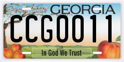 GA license plate CCG0011