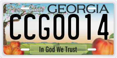 GA license plate CCG0014