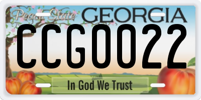 GA license plate CCG0022
