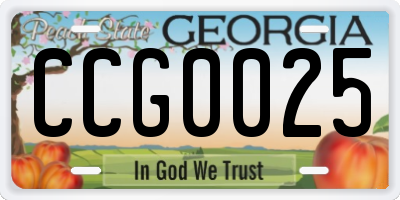 GA license plate CCG0025