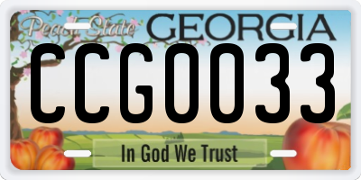 GA license plate CCG0033
