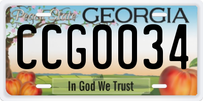 GA license plate CCG0034