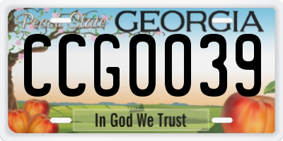 GA license plate CCG0039