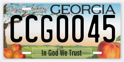 GA license plate CCG0045