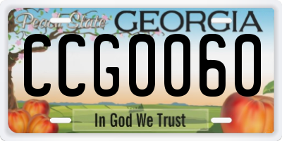 GA license plate CCG0060