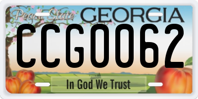 GA license plate CCG0062