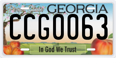 GA license plate CCG0063