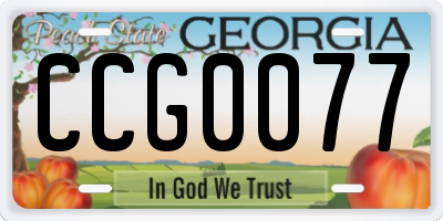 GA license plate CCG0077