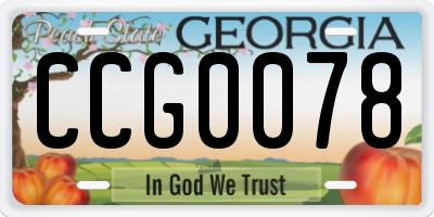 GA license plate CCG0078