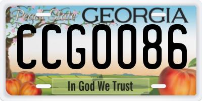 GA license plate CCG0086