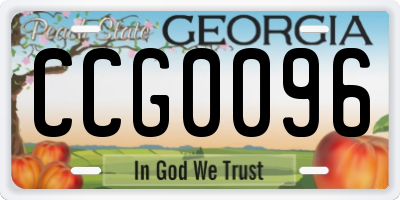 GA license plate CCG0096