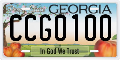 GA license plate CCG0100