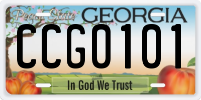 GA license plate CCG0101