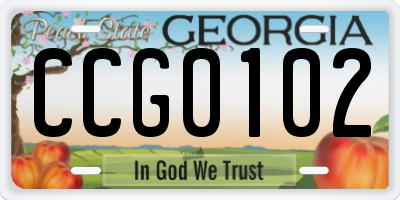 GA license plate CCG0102