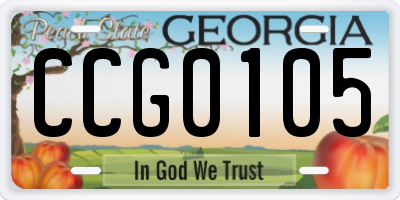 GA license plate CCG0105