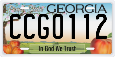 GA license plate CCG0112