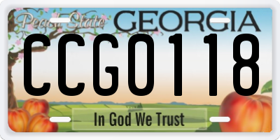 GA license plate CCG0118