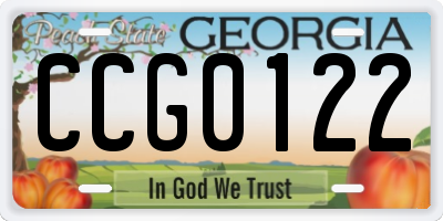 GA license plate CCG0122
