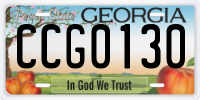 GA license plate CCG0130