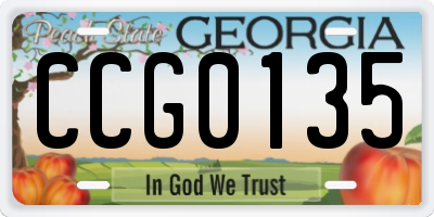 GA license plate CCG0135
