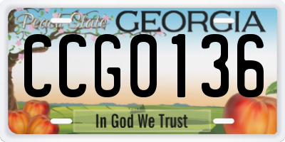 GA license plate CCG0136