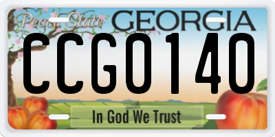 GA license plate CCG0140