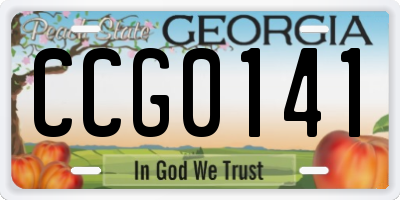 GA license plate CCG0141