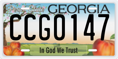 GA license plate CCG0147
