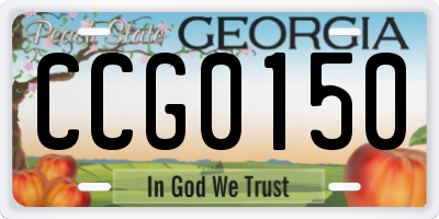 GA license plate CCG0150